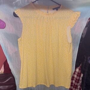 Adrianna Papell Yellow Floral Ruffle Sleeve Blouse